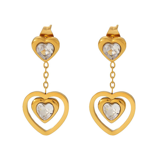 18K gold plated Stainless steel  Hearts earrings, Intensity