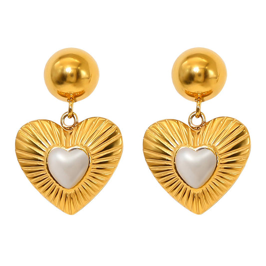 18K gold plated Stainless steel  Hearts earrings, Intensity