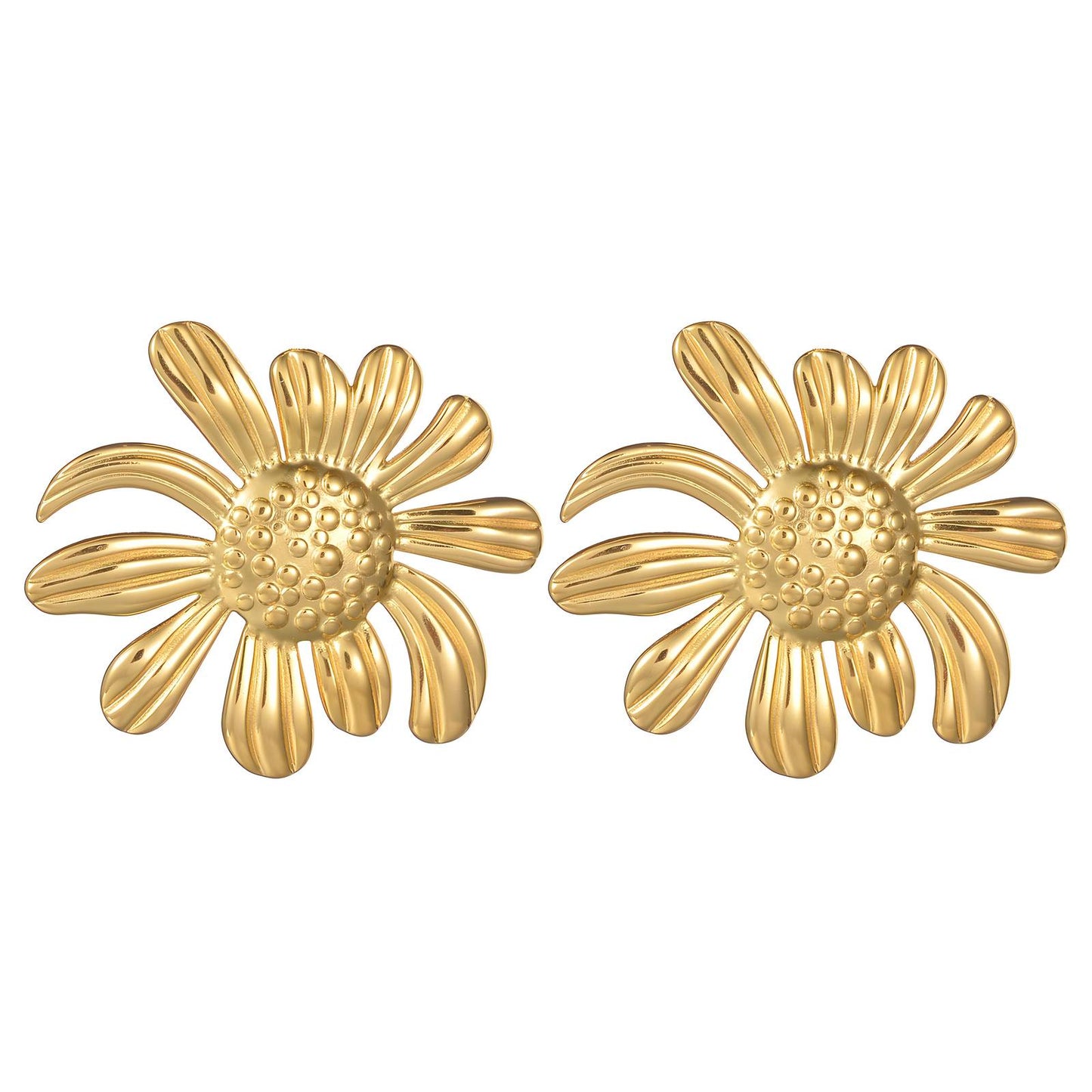 18K gold plated Stainless steel  Flowers earrings, Intensity