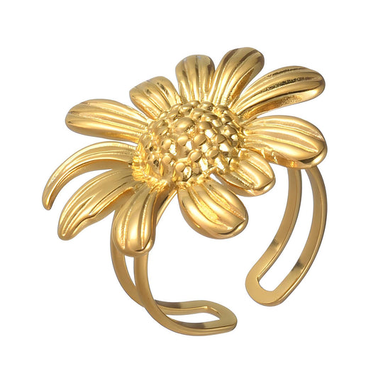 18K gold plated Stainless steel  Flower finger ring, Intensity