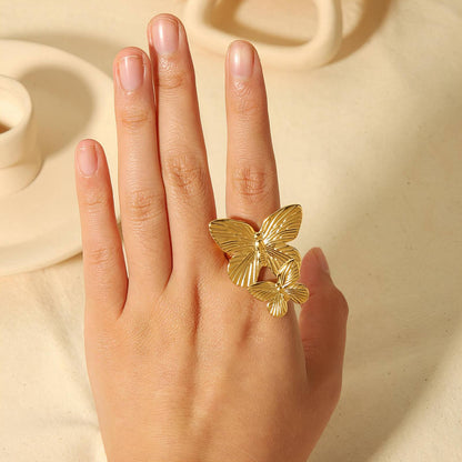 18K gold plated Stainless steel  Butterflies finger ring, Intensity