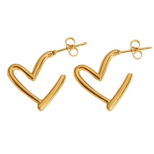 18K gold plated Stainless steel  Hearts earrings, Intensity