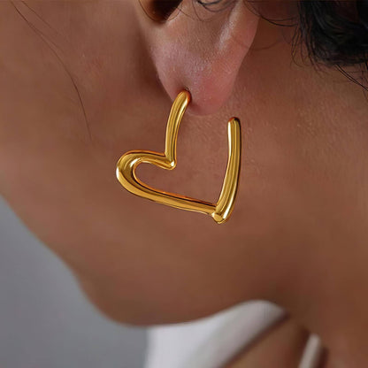 18K gold plated Stainless steel  Hearts earrings, Intensity