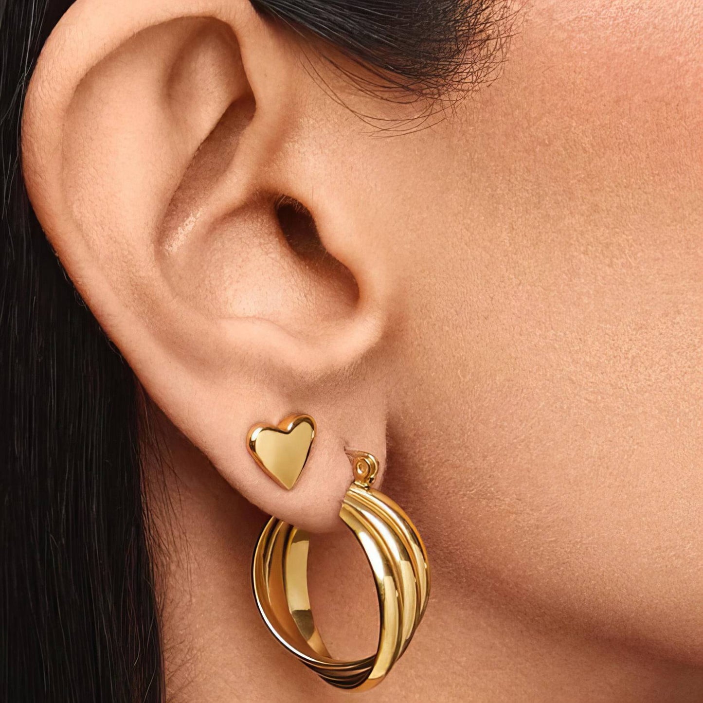 18K gold plated Stainless steel earrings, Intensity