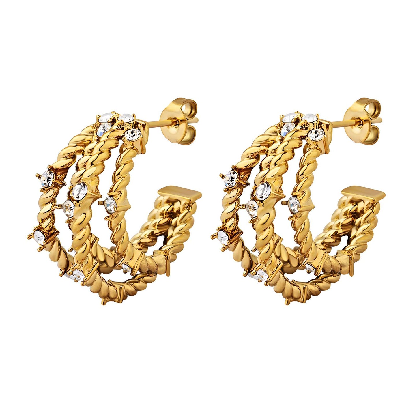 18K gold plated Stainless steel earrings, Intensity