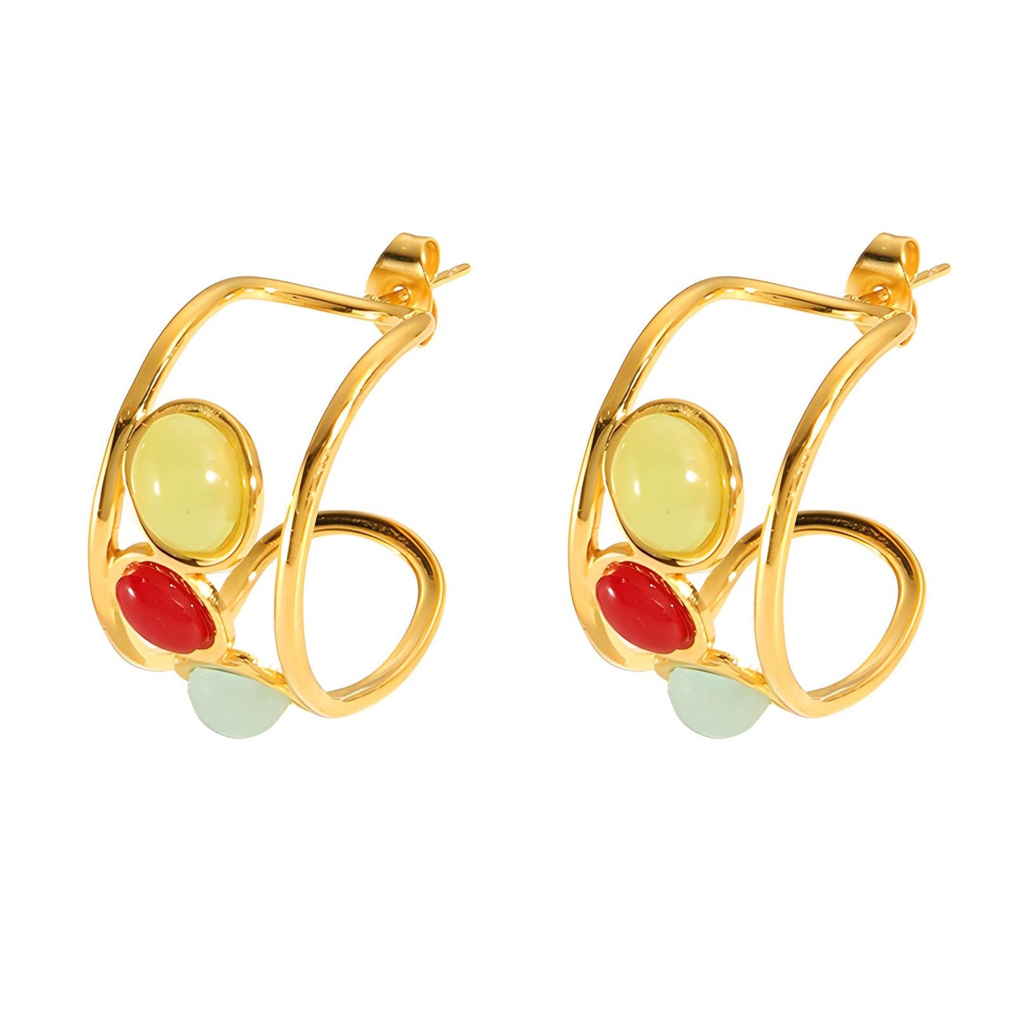 18K gold plated Stainless steel earrings, Intensity