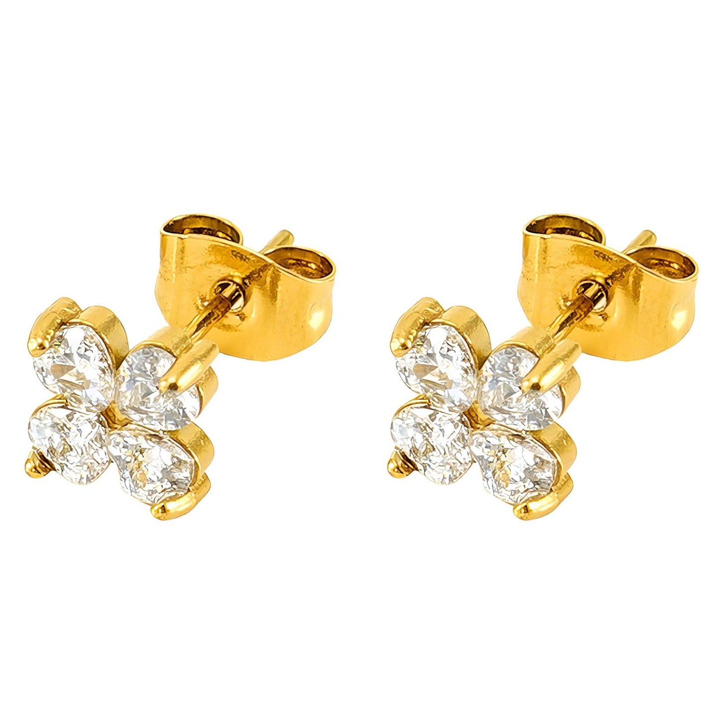 18K gold plated Stainless steel  Four-leaf clover earrings, Intensity