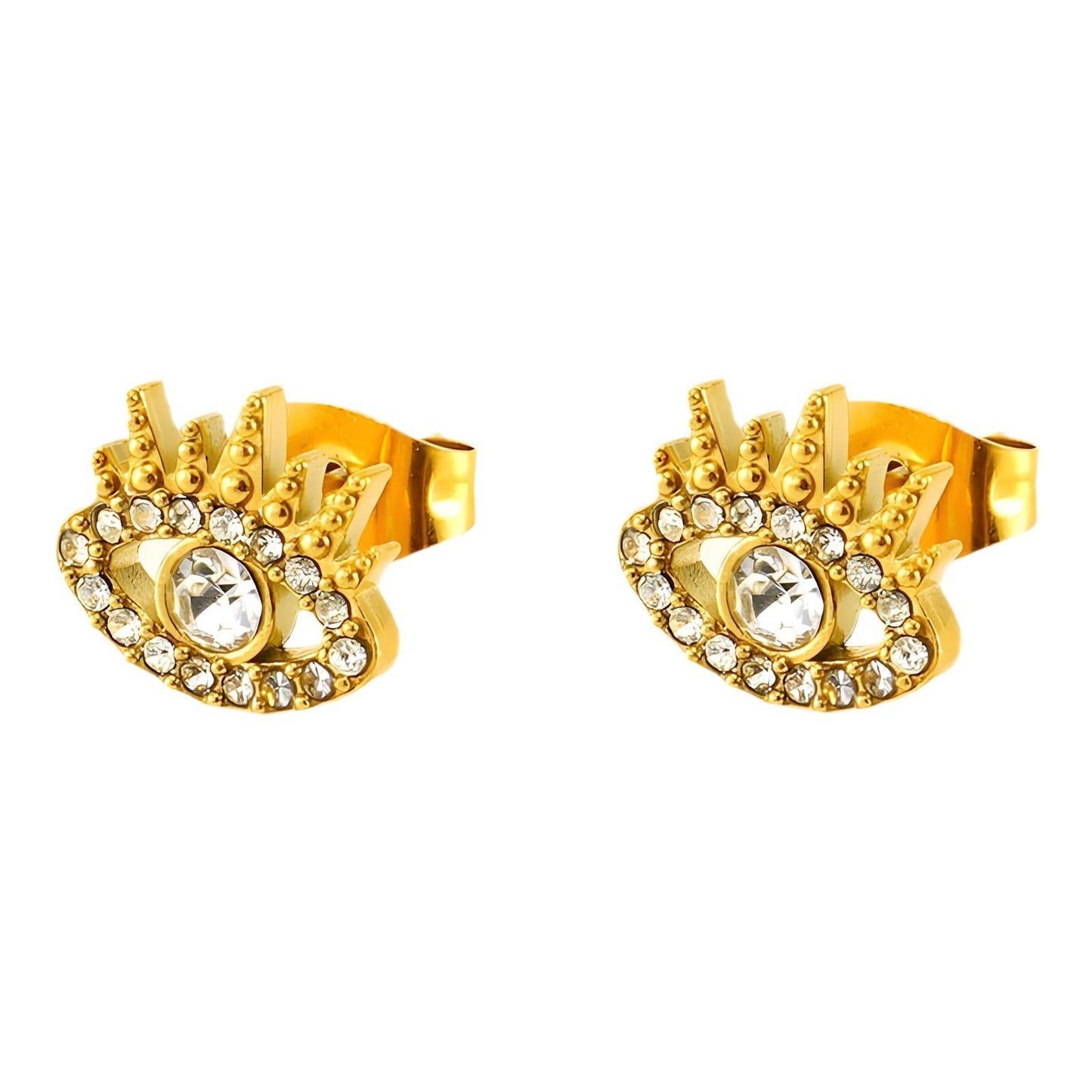 18K gold plated Stainless steel  Evil Eyes earrings, Intensity