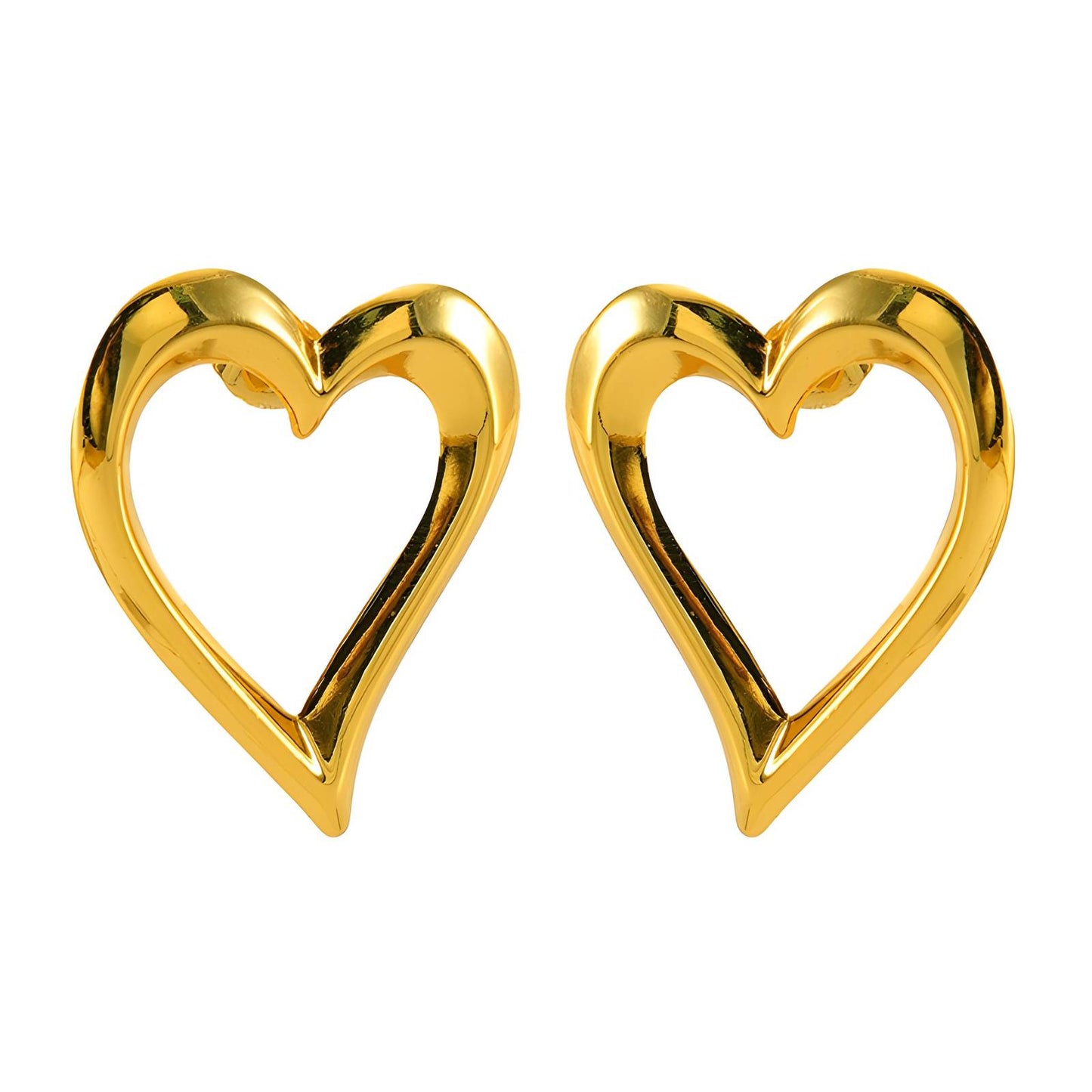 18K gold plated Stainless steel  Hearts earrings, Intensity