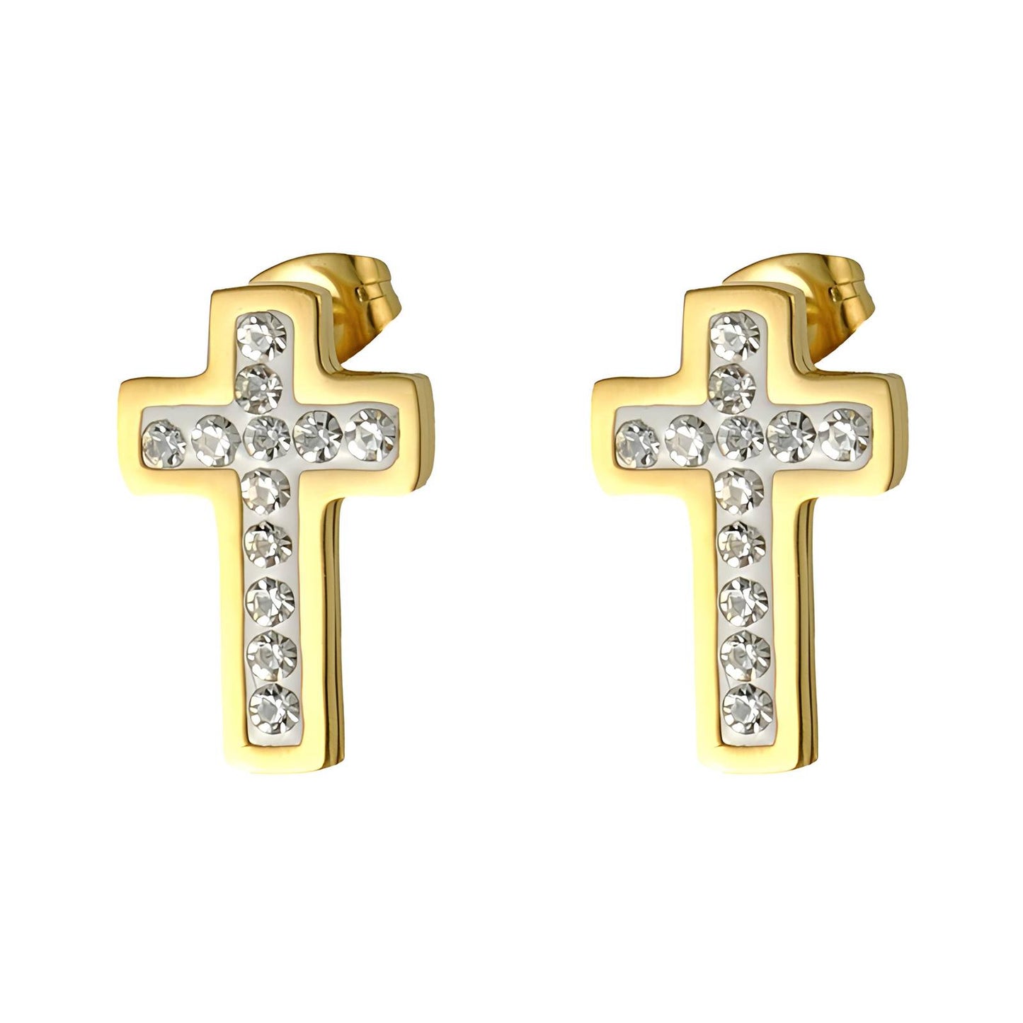 18K gold plated Stainless steel  Crosses earrings, Intensity