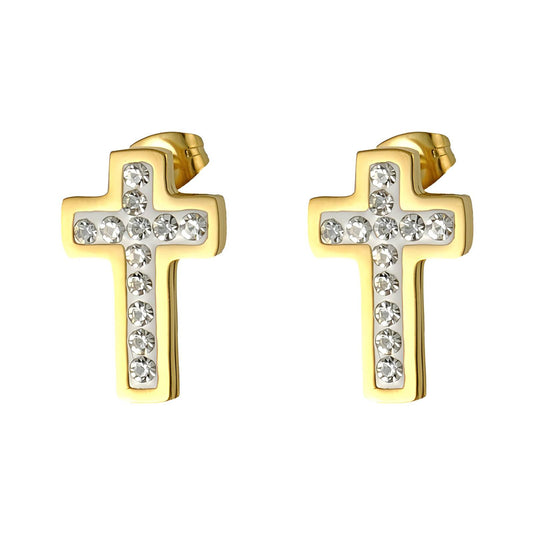 18K gold plated Stainless steel  Crosses earrings, Intensity