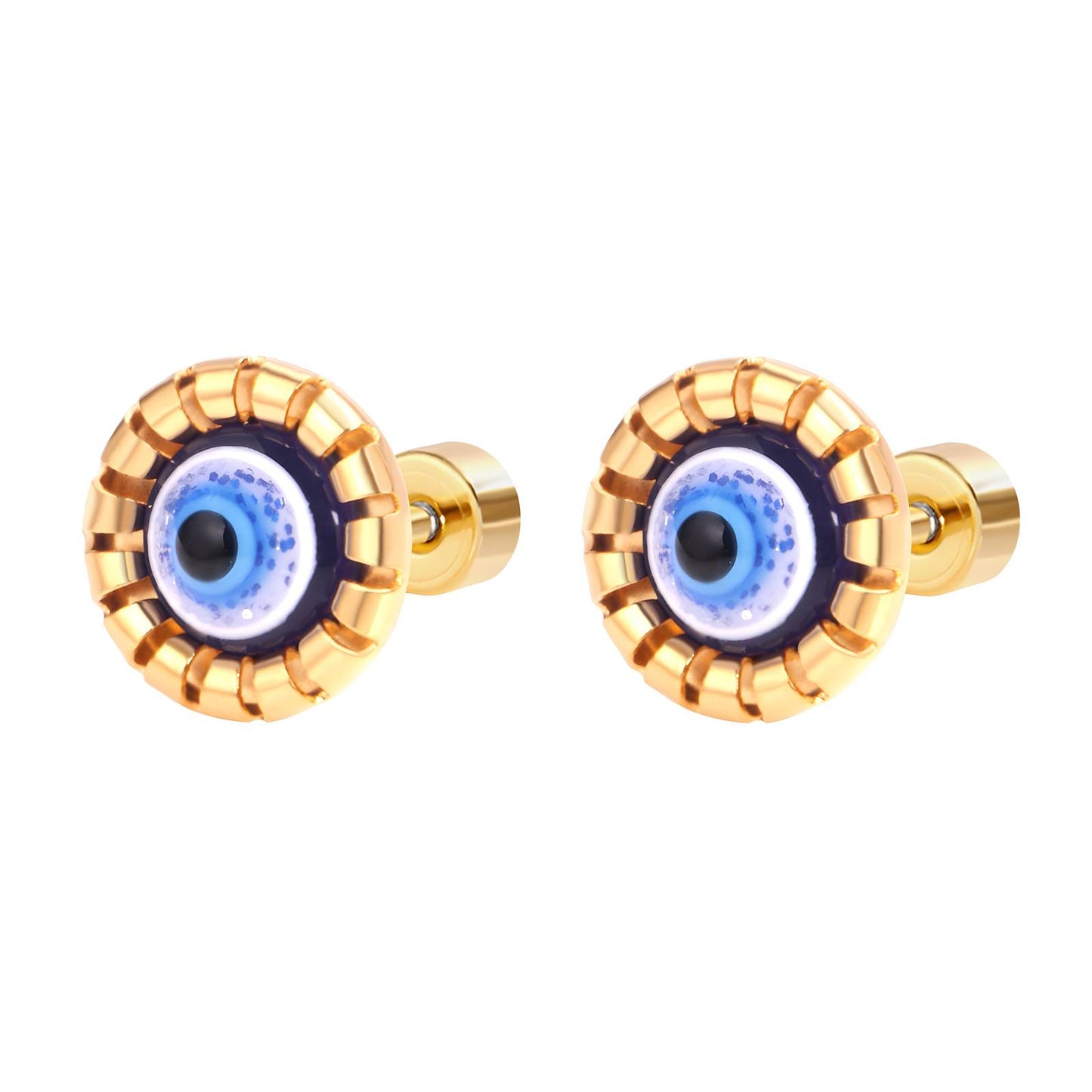 18K gold plated Stainless steel  Evil Eye earrings, Intensity