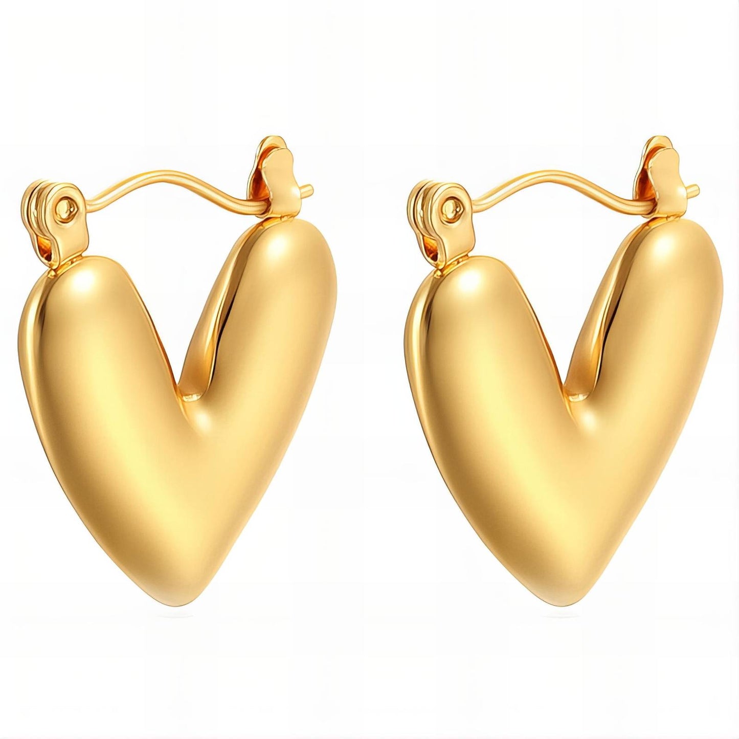 18K gold plated Stainless steel  Hearts earrings, Intensity