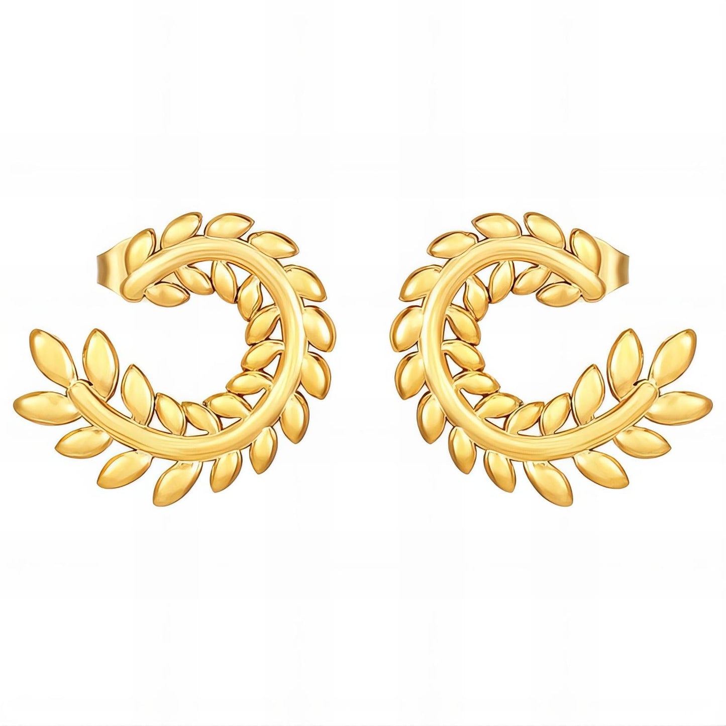 18K gold plated Stainless steel  Leafs earrings, Intensity