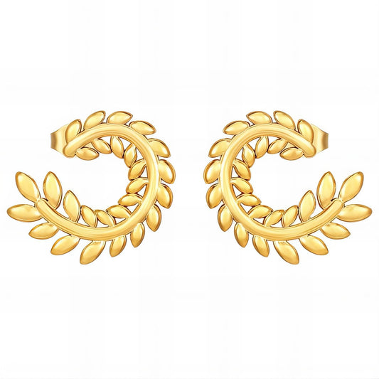 18K gold plated Stainless steel  Leafs earrings, Intensity