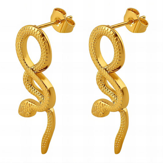 18K gold plated Stainless steel  Snakes earrings, Intensity