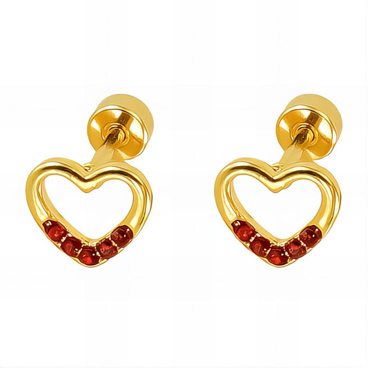 18K gold plated Stainless steel  Hearts earrings, Intensity