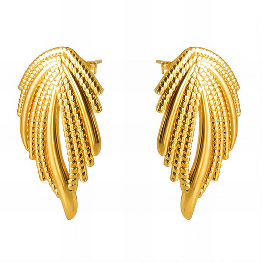 18K gold plated Stainless steel  Leafs earrings, Intensity