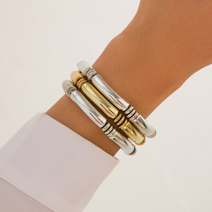 Fashionable irregular CCB bent tube bracelet with simple smooth surface Bracelet set new style