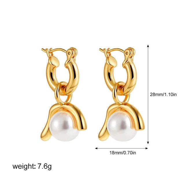 Large earrings natural pearl earrings detachable two-piece gold retro earrings