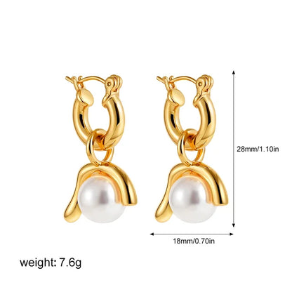 Large earrings natural pearl earrings detachable two-piece gold retro earrings