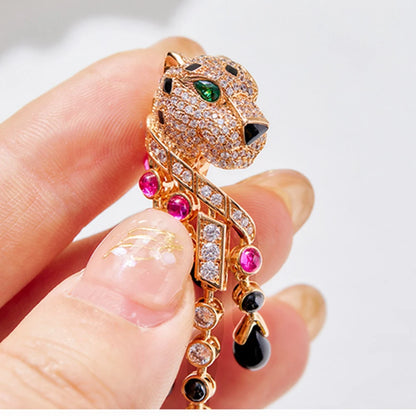 Leopard Heavy Industry Earrings Gold Plated Oil Dropping Women's Earrings