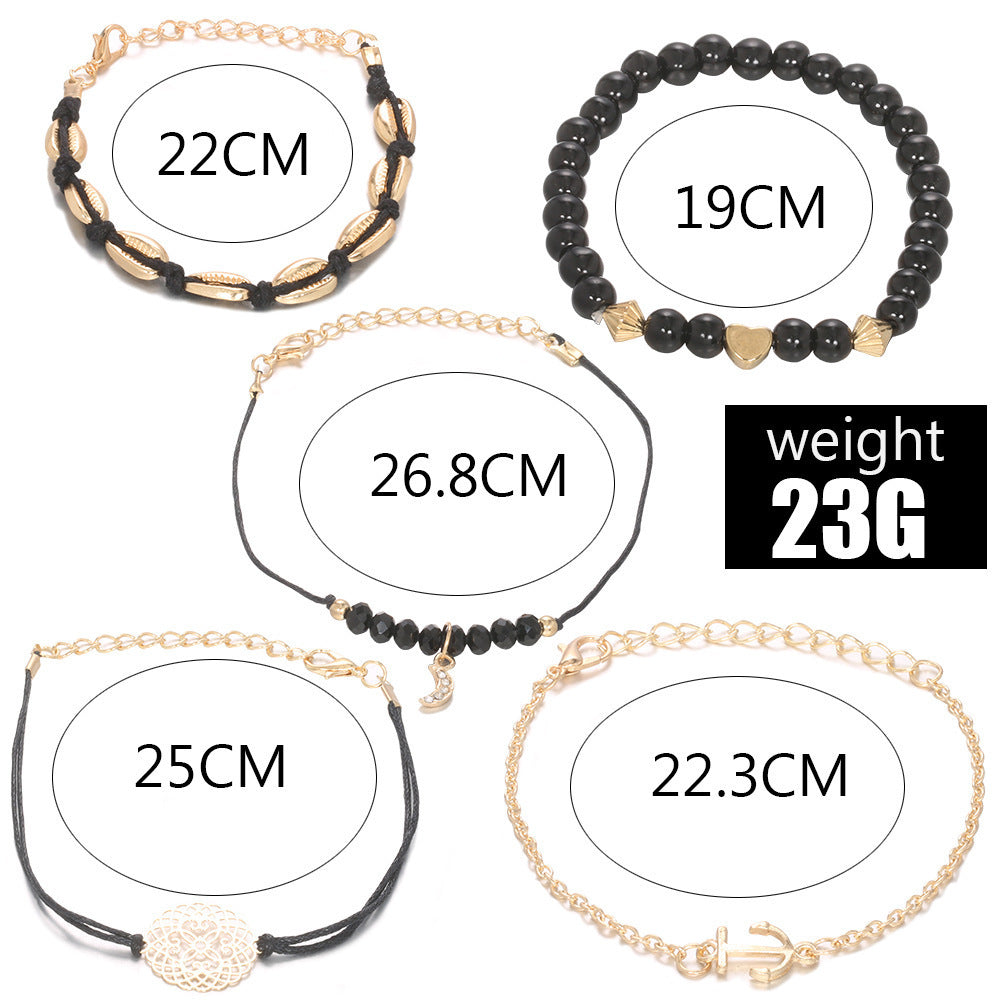 Woven Shell Hollow Carving Bracelet Love Five Piece Set