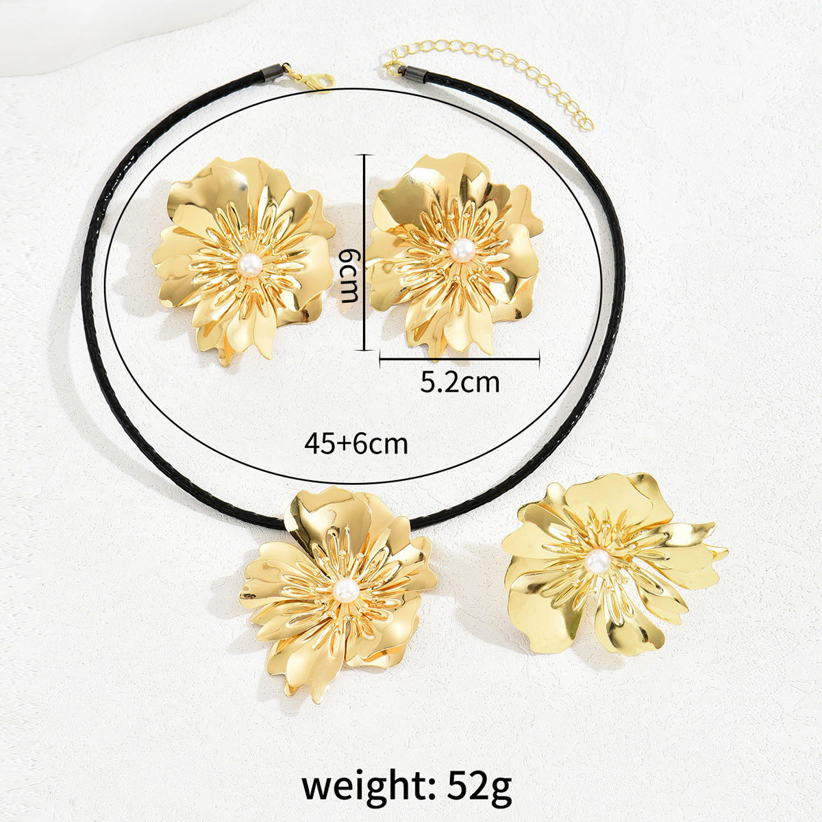 Retro Simple Flower Earrings And Necklace Set