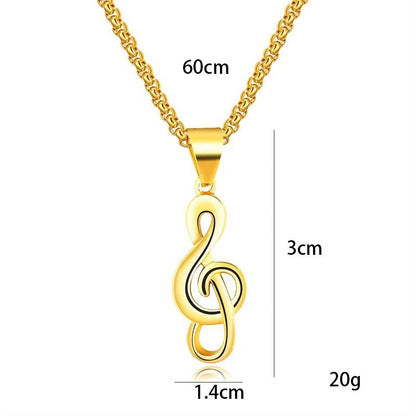 Note Titanium Steel Men's Necklace Stainless Steel Pendant