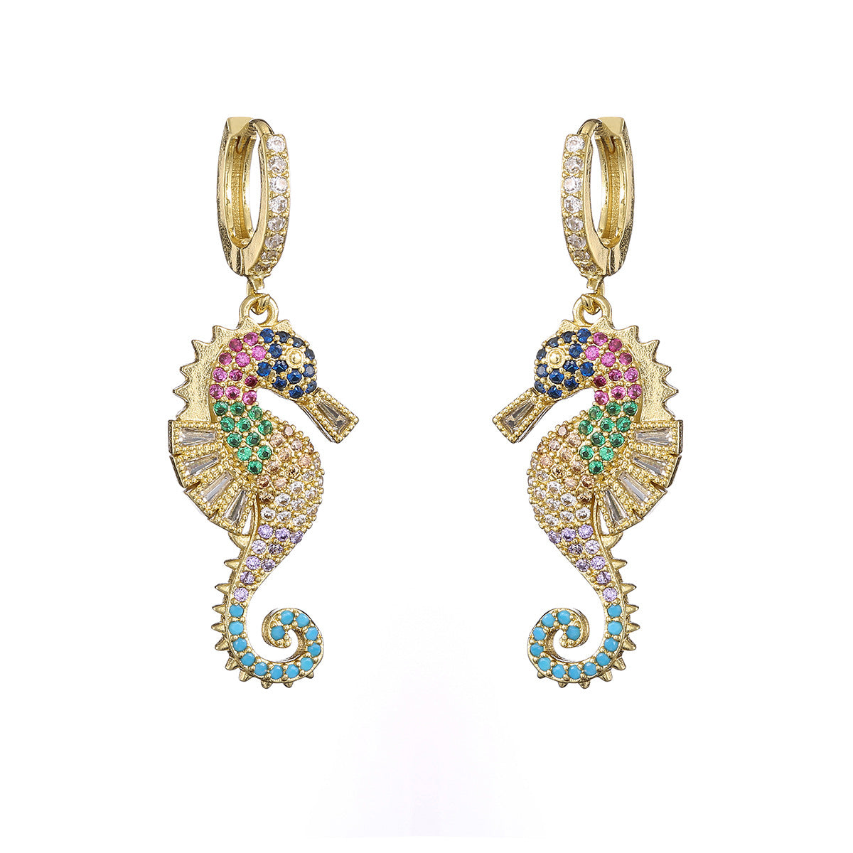 European and American niche light luxury seahorse earrings for women INS trendy personality high-end earrings new