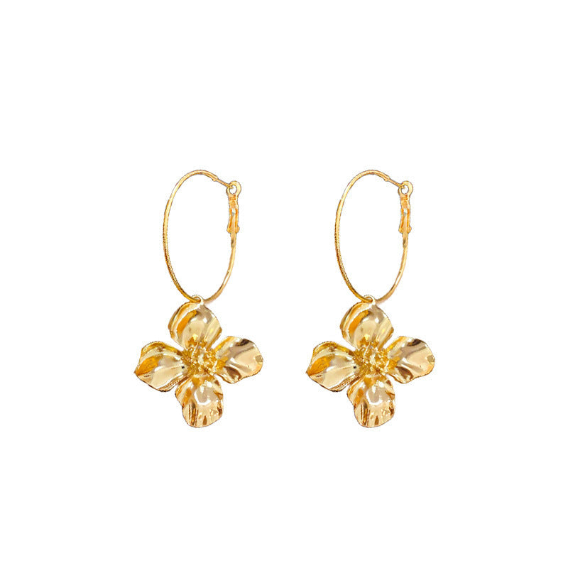 Retro Flower Earrings Women's Exaggerated Long