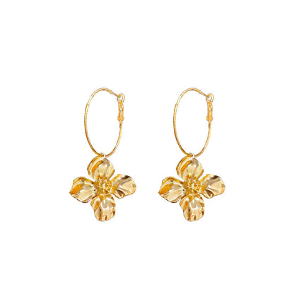 Retro Flower Earrings Women's Exaggerated Long