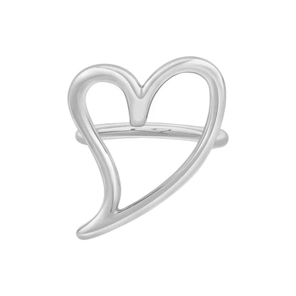 Cutout Heart Ring For Women Gold Color  Plated Fashion Jewelry Rings Simple Office