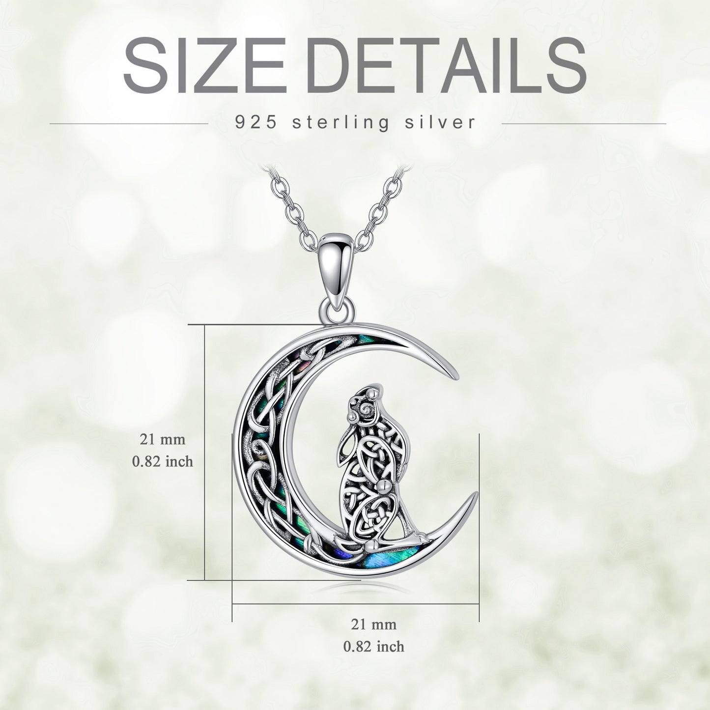 Celtic Knot Bunny Moon Necklace Sterling Silver Abalone Shellfish Pendant Jewelry Gifts