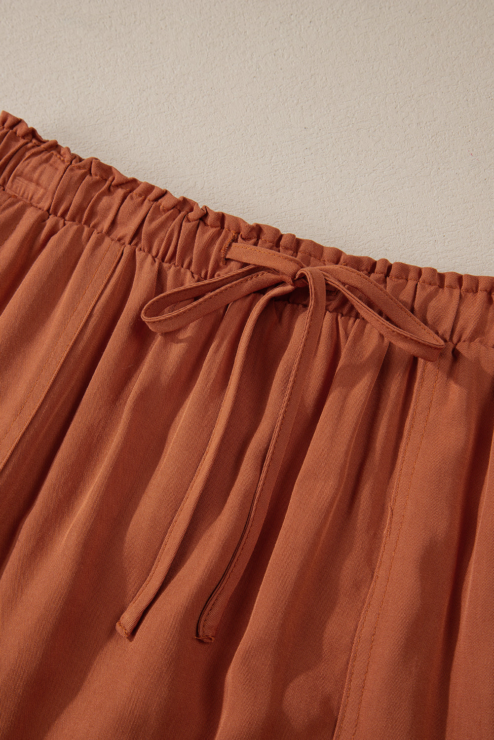 Chestnut Mineral Wash Cargo Pocket Drawstring Waist Maxi Skirt