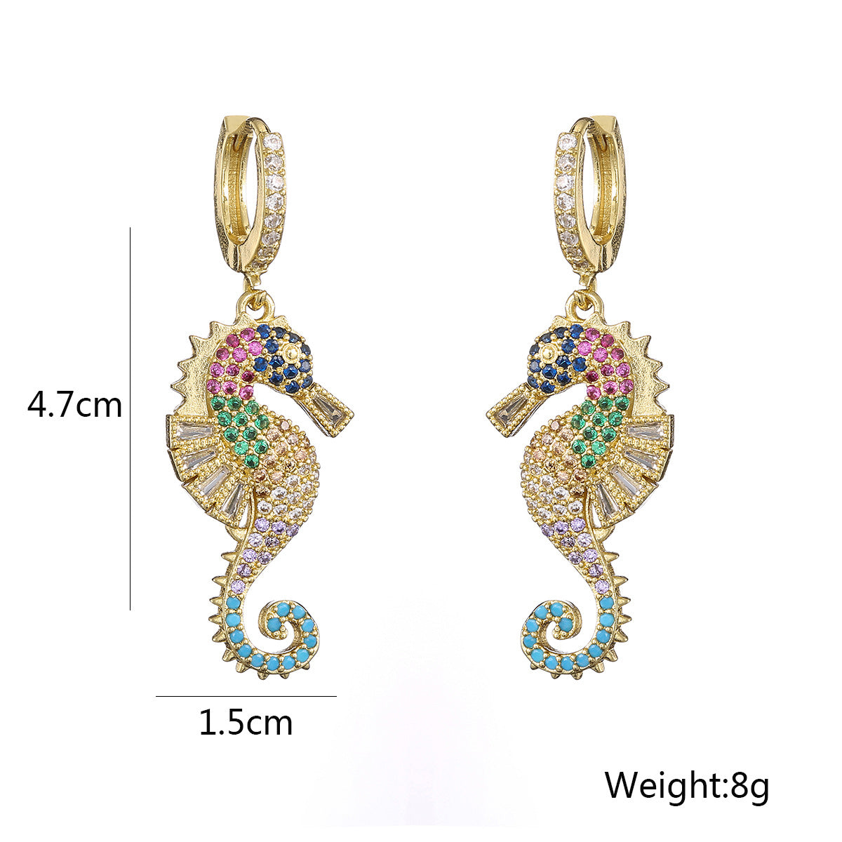 European and American niche light luxury seahorse earrings for women INS trendy personality high-end earrings new