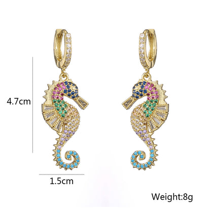 European and American niche light luxury seahorse earrings for women INS trendy personality high-end earrings new