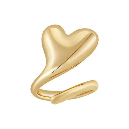 Mini Heart Ring For Women Bi Finger Brass Gold Plated Fashion Jewelry Copper Everydaywear Luck Romantic