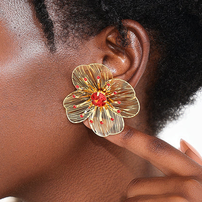 French style elegant large flower women's earrings suitable for travel and vacation