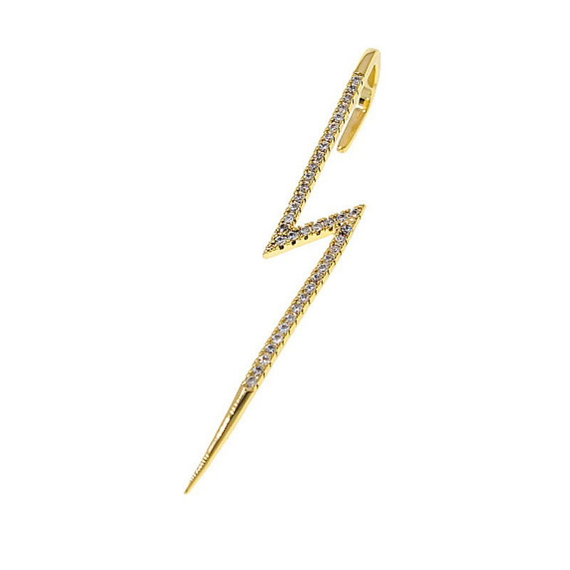 Personalized and minimalist piercing ear needles for women, lightning leaves, earlobe style diagonal earrings