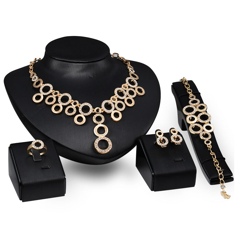 Diamond Jewelry Four-piece Alloy Jewelry Set