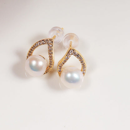 Silver Needle Earrings for Women's Danshui Pearl Versatile Earrings