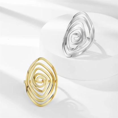 Women's Ring Stainless Steel Geometric Irregular Spiral Open Finger Rings Jewelry