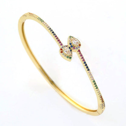 Copper micro inlaid bracelet with colorful zircon double headed snake bracelet