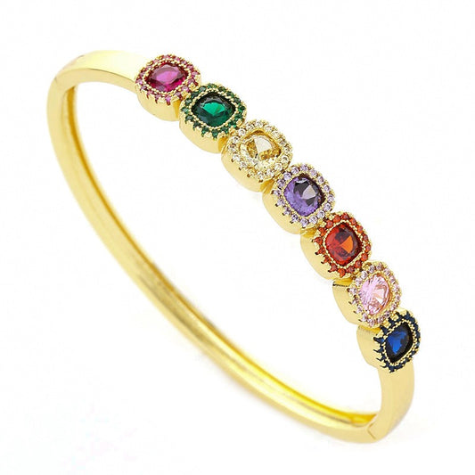 Fashionable and minimalist bracelet set with colored zircon bracelet