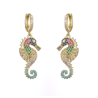 European and American niche light luxury seahorse earrings for women INS trendy personality high-end earrings new