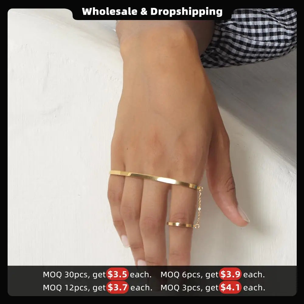 Ring Bracelets Bangles For Women Femme Stainless Steel Gold Color Armband Fashion Jewelry