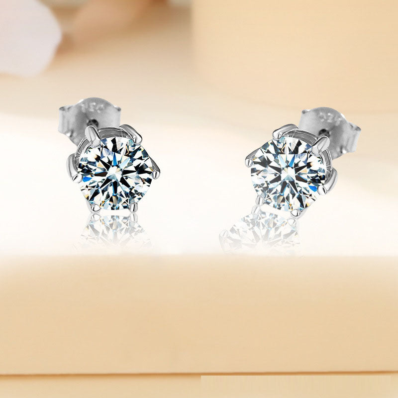 earrings women's Mozambique diamond earrings fashionable and simple Mozambique stone earrings