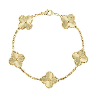 V Gold Four Leaf Grass Five Flower Bracelet Female 18k Rose Gold Red Jade Marrow