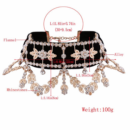 Crystal Rhinestone Choker Necklace Velvet Statement Necklace